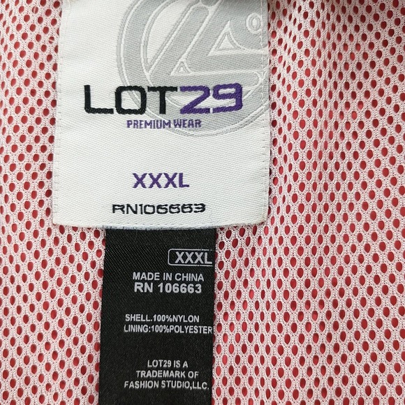 Lot29 Premium Wear Men's Full Zip Windbreaker Jacket Red XXXL Chest Striped - Picture 13 of 16